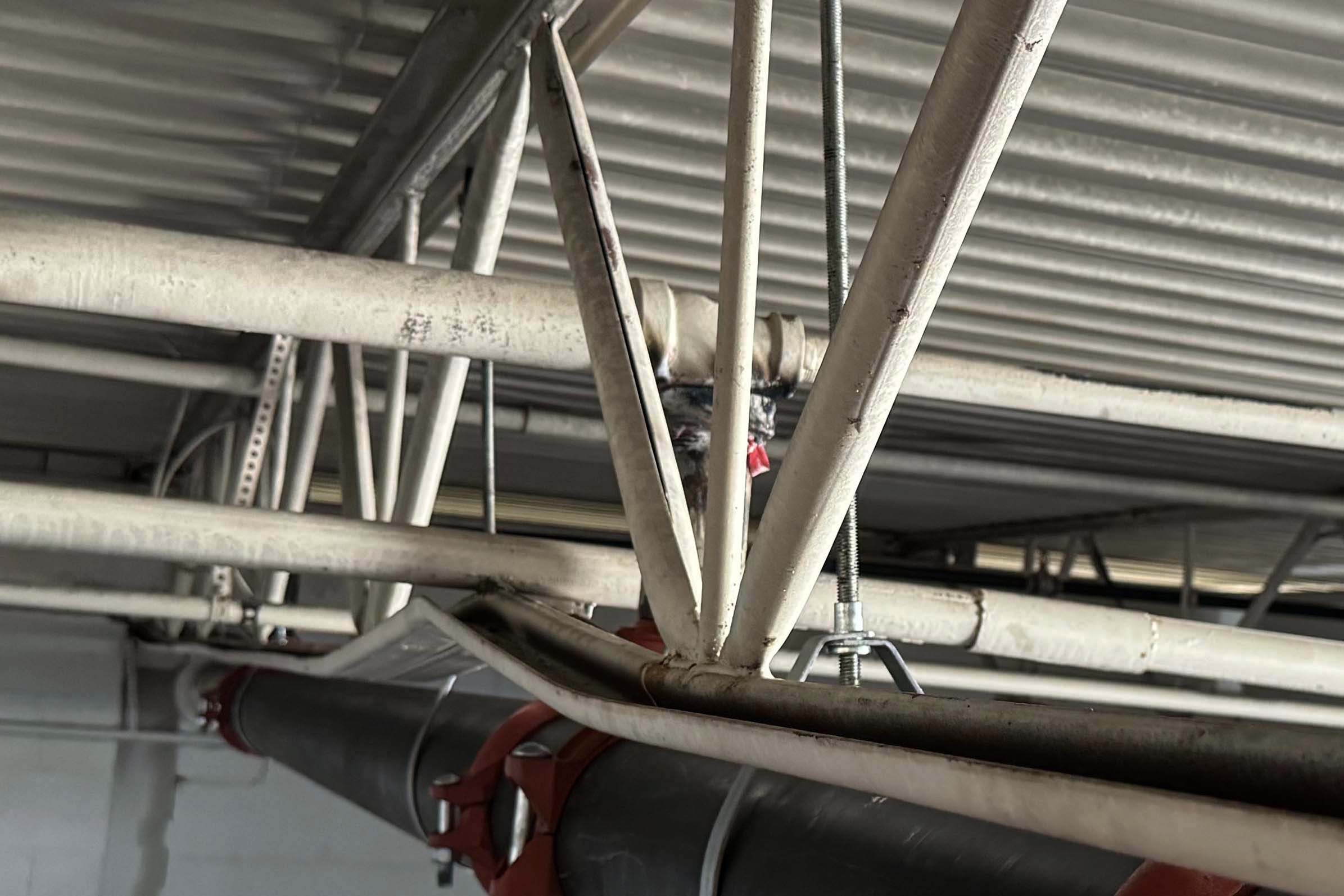 Steel framing damage evaluated after structural failure