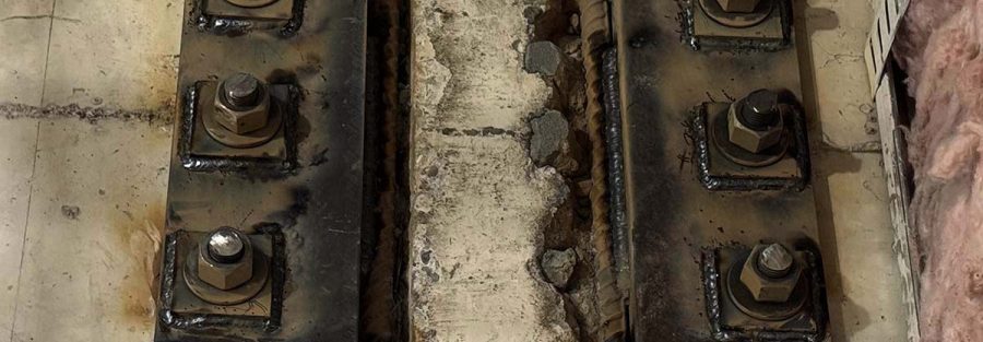 Steel plate repair detail in concrete structure